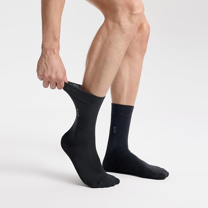 VRD Men’s Dress Socks, Bamboo 5-Pack Mens Socks, Mid Calf Length, Crew Socks Gift for Men Shoe Size 8-13