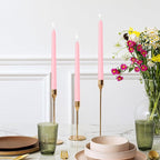 12 Pack Pink Taper Candles - Taper Candles 10 Inch Dripless, Smokeless & Unscented - 8 Hours Long Burning - Ideal for Weddings, Dinner Parties, and Home Decor