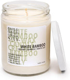 Scented Soy Wax Candle for Home, White Bamboo Candle and Lily, Essential Oils, Soy Candles Non Toxic, Aromatherapy Candles, 16oz, 60 Hours Burn Time, Fresh Bamboo and Green Floral Scent