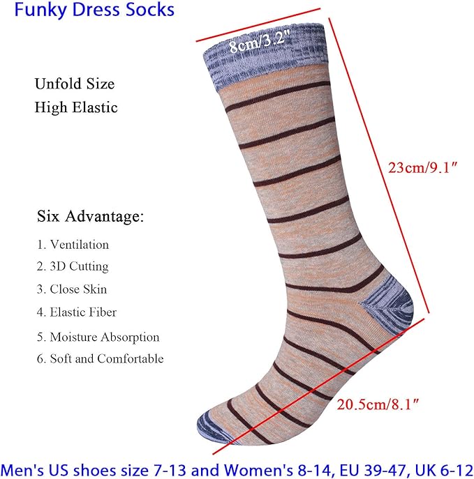 DRASEX Men's Dress Socks Funky Colorful Pattern Cotton Novelty Casual Crew Socks
