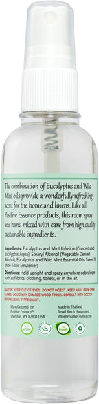 Eucalyptus & Wild Mint Room and Linen Spray, Natural Aromatic Mist Made with Pure Eucalyptus & Wild Mint Essential Oils, Refreshing Air Freshener Odor Eliminator Positive Essence
