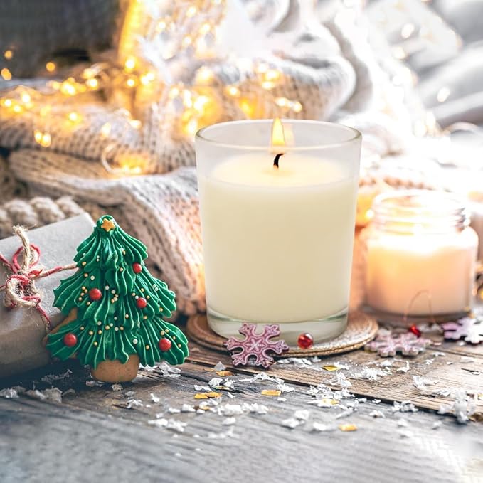 Set of 12 White Votive Candles for Home Décor Weddings Holidays Party and DIY, Unscented Soy Wax Candle Filled in Clear Glass