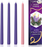 4 Pack Advent Taper Candles Premium Hand Dipped 10in Unscented Christmas Taper Candles - Ideal for Seasonal Celebrations, Holidays, Church, Celebration, Party