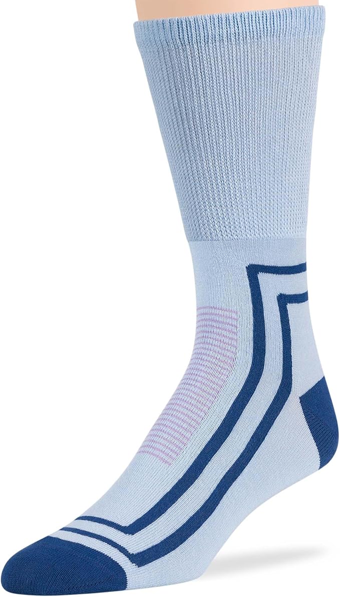 Men's Diabetic Novelty Non-Binding Crew Socks - 5 Pack Large - Argyle, Dot, Geometric Pattern - Sock Size 10-13 Shoe Size 9-12 L Denim Blue, Light Blue