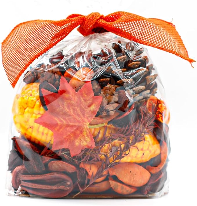 Qingbei Rina Fall Potpourri Bags,Cinnamon Scented Potpourri Bowl Filler,Orange Thanksgiving Decorative Dried Flower, Vase Filler,Home Fragrance,10 oz