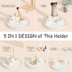 ZenBless 5 in 1 Incense Holder Burner for Palo Santo, Sage, Incense Sticks/Cones and Candle - Ceramic Incense Cone Smudge Tray,Aromatherapy Home Decoration