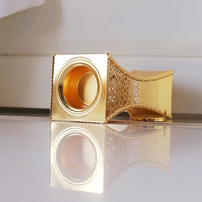 Hand-Carved Charcoal Incense Burner - Bakhoor Burner Magnificent Oud Frankincense Metal Burner for Office & Home Decor - Rust Proof Incense Holders for Yoga Spa Meditation(Gold)