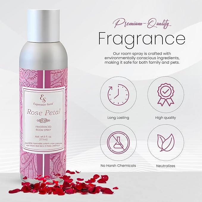 Room Freshener spray - Premium Rose Air Fresheners for Home – Long lasting home fragrance Spray for Bathroom, Office & Small Spaces 6 FL Oz