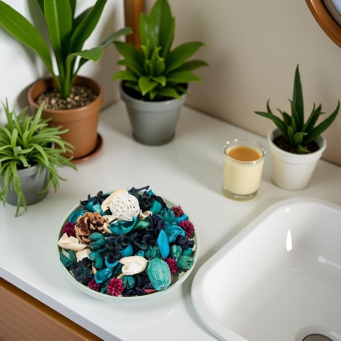 Coastal Potpourri, Blue Potpourri Dried Flower, Long-Lasting Bowl & Vase Filler Decor, Home Fragrance Sachet for Bathroom Living Room Bedroom Office (Blue)