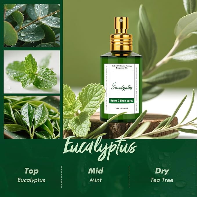 Room Spray Odor Eliminator 3 Pack, Natural Essential Oil Air Freshener Spray for Home Bathroom and Kitchen, Lavender, Citrus, Eucalyptus