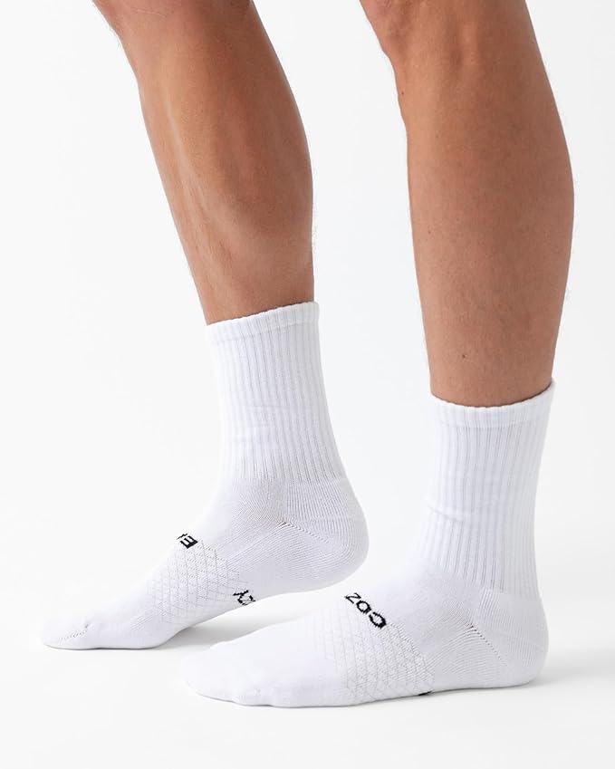 Cozy Earth Essential Calf Socks for Women and Men – Soft Mercerized Cotton Crew Socks 2-Pack Set – Heel & Arch Support