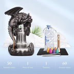Ceramic Dragon Backflow Incense Holder Waterfall Incense Burner, Smoke Incense Holder, with 70 Backflow Incense Cones + 50 Incense Stick, 1 Mat, 1 Tweezers Home Decor (Brown-Flying Dragon)