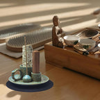 4 in 1 Incense Burner Holder for Sticks, Palo Santo Sticks Holder, Candle and Sage Holder for Burning Ceramic Ash Catcher Tray for Meditation Yoga Room Home Decor (Blue)