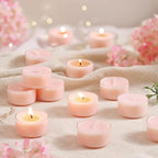 Scented Tea Lights Candles, Sakura Blush, 16 Pack – Soft Pink Scented Tealight Candles– 100% Palm Wax – 6 Hour Burn Time Aromatherapy Tea Light Votive Candle for Spring Decor, Bath, Romance