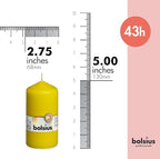 BOLSIUS 8 Yellow Pillar Candles - 2.75 x 5 Inches - Premium European Quality - Individually Wrapped - 43 Hours Burn Time - Dripless & Smokeless - Unscented Dinner, Wedding, Party, & Restaurant Candles