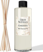 Urban Naturals Reed Diffuser Oil Refill Gardenia with Jasmine, Ylang Ylang, Tuberose, Amber 8 oz + Free Reed Sticks, Made in The USA