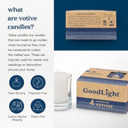 GoodLight Paraffin-Free Votive Candles, Vegan Palm Wax, Clean-Burning and All-Natural Votive White Candles | 15-Hour Burn Time (4 Unscented Votive Candles)