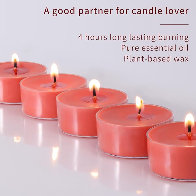 36 Pack Fresh Rose Scented Tea Lights Candles, 4 Hours Natural Palm Tea Candles Bulk for Home Scented, Small Tealight Votives with Essential Oils for Home, Wedding, Baby Shower Favors & Gifts