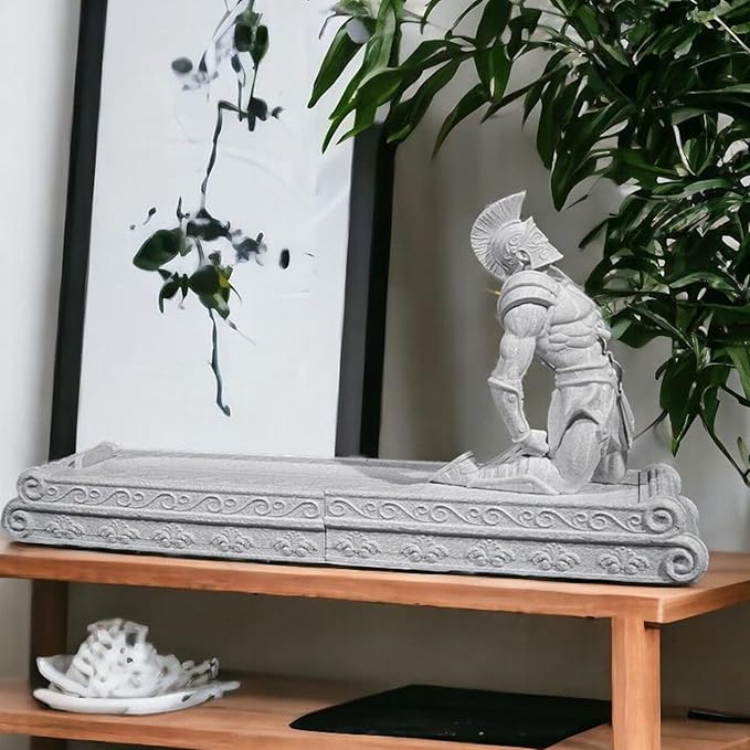 Gladiator Incense Holder The Fallen Warrior,Funny Incense Burner Incense Holder for Sticksfor Indoor Outdoor Use Incense Stick Holder Ash Catcher (Marble Color)