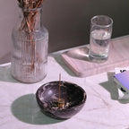 Koville Italian Natural Marble Incense Holder, Incense Holders for Sticks, Sturdy Incense Burner Ash Catcher, Ideal for Meditation, Relaxing, Easy to Clean(Nero Portoro)