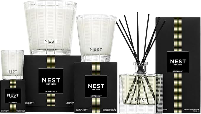 NEST New York Scented Classic Candle, Grapefruit - 8.1 oz - Up to 60-Hour Burn Time - Reusable Glass Vessel