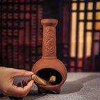 Handmade Terracotta Palo Santo Holder & Mini Chiminea Incense Dish-Elegant Cone Burner for Palo Santo Sticks & Sage-Ideal for Energy Cleansing, Yoga, Meditation,Zen,Altar Decor & Aromatherapy