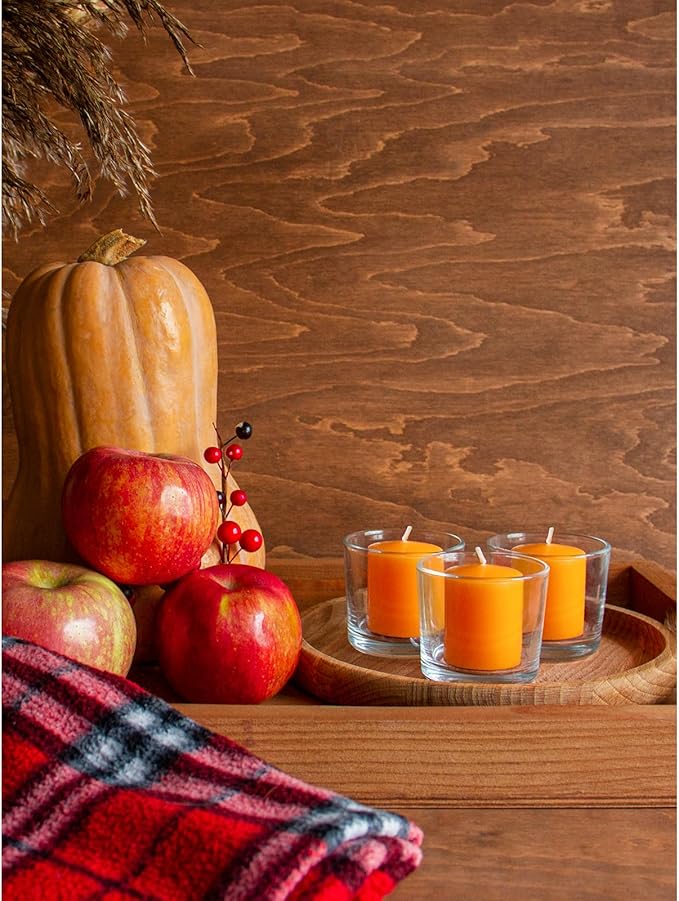 CANDWAX Orange Votive Candles Bulk Pack - Perfect as a Halloween Unscented Candle Set of 36-1.5x1.7 inch Fall Long Lasting Votives