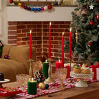 New Burning Formula Unscented Dripless 10-Inch Taper Candles Set of 12 - Red, for Wedding, Dinner - Smokeless, Long Burning - Hand Poured, Colored Tall Candlesticks - Rojo