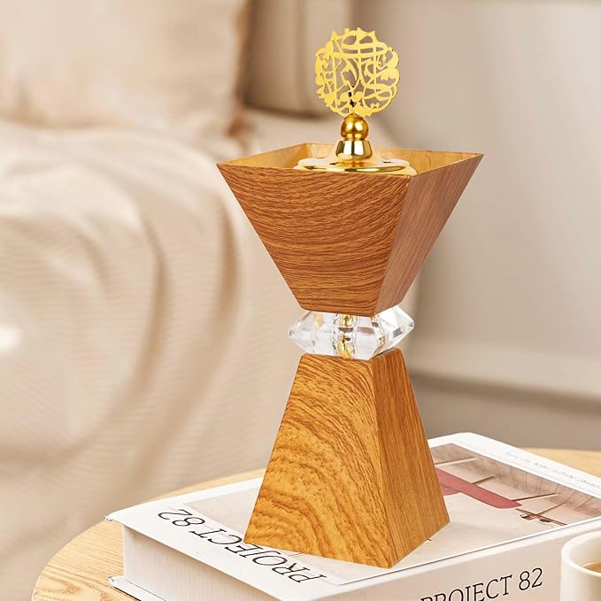 Bakhoor Burner, Charcoal Incense Burner, Frankincense Metal Incense Holder for Yoga, Spa Aromatherapy, Office & Home Decor Gifts Tan 10.2" Inches Tall