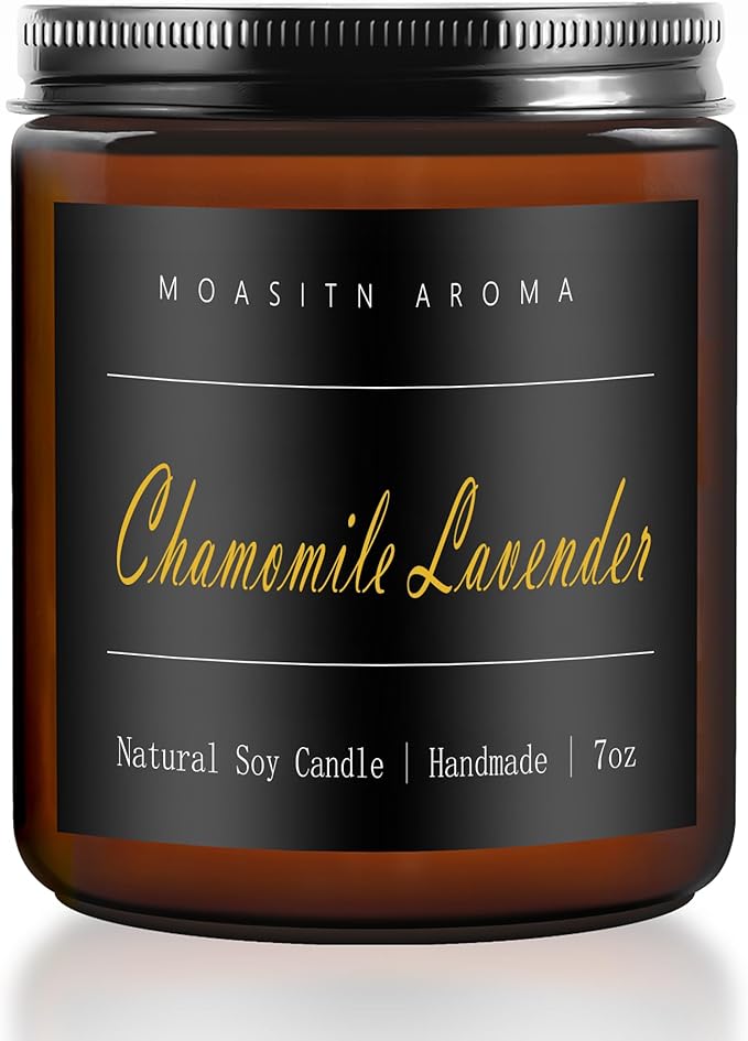 MOASITN Chamomile Lavender Scented Candles for Home| Natural Soy Wax Candle| Handmade Long Lasting Aromatherapy Jar Candel for Women,Men as Summer,Birthday,Relaxing Gifts| 7oz