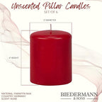 Biedermann & Sons 45-Hour Long Burning Unscented Pillar Candles, Ivory, 3 x 4 Inch - Set of 6