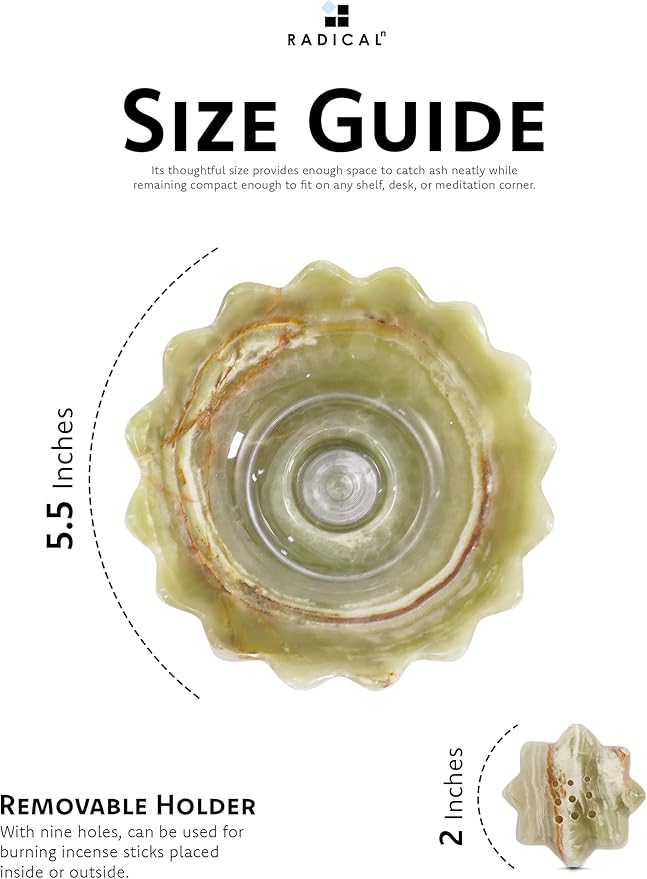 Radicaln Marble Incense Holder 5.5" Inches Green Handmade Palo Santo Stick for Home Décor, Modern Incense Holder for Sticks, Citronella incenses Stick for Room & Office Aromatherapy