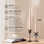 New Burning Formula Unscented Dripless 12-Inch Taper Candles Set of 12 - Rose Gold, for Wedding, Dinner - Smokeless, Long Burning - Hand Poured, Colored Tall Candlesticks - Oro Rosa