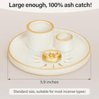 ZenBless Multifunction Incense and Candle Holder for Burning Sage, Palo Santo, Incense Sticks - 5.9" Ceramic Ash Catcher Tray for Meditation Room Home Decor (Gold)