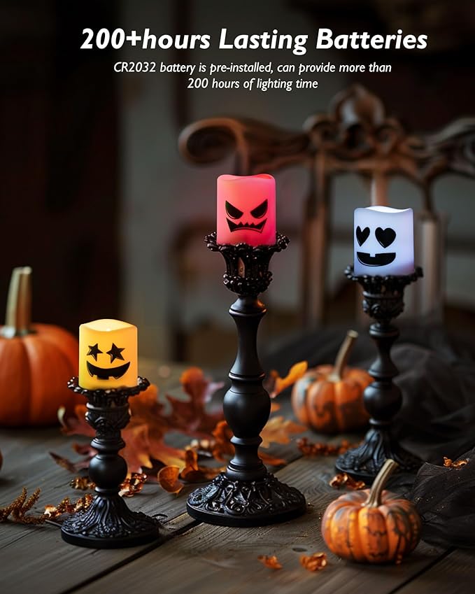 Homemory 24Pack Color Changing Halloween Flameless Candles, 200+ Hours LED Votive Candles, Battery Operated Tea Lights for Pumpkin, Party, Christmas Decor (Batteries Included)