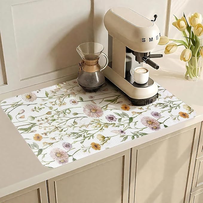 Drawer and Shelf Liner for Kitchen Cabinets Non Adhesive Drawer Liners Floral Cabinet Liner Strong Grip Non Slip Shelf Liners Waterproof Kitchen Shelves Cupboard Liner Easy to Clean 15.7IN x 16.4FT