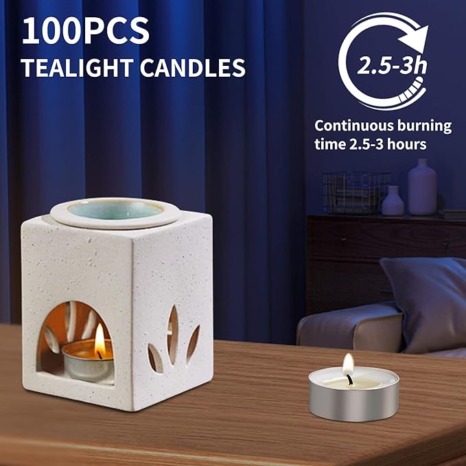 UNBREAKABLE - Tea Light Candles 100 Pack – Unscented Long Lasting 3 Hour Burn – White Smokeless Tealights for Decoration, Holiday, Party, Wedding, Home Use