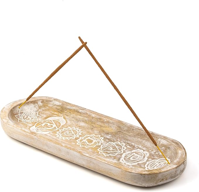 raajsee Incense Holder -Incense Burner Holder –Ash Catcher - Incense Stick Holder - Meditation & Yoga - Great Gift for Any Occasion Size 11x4 inch (Seven Chakra White)