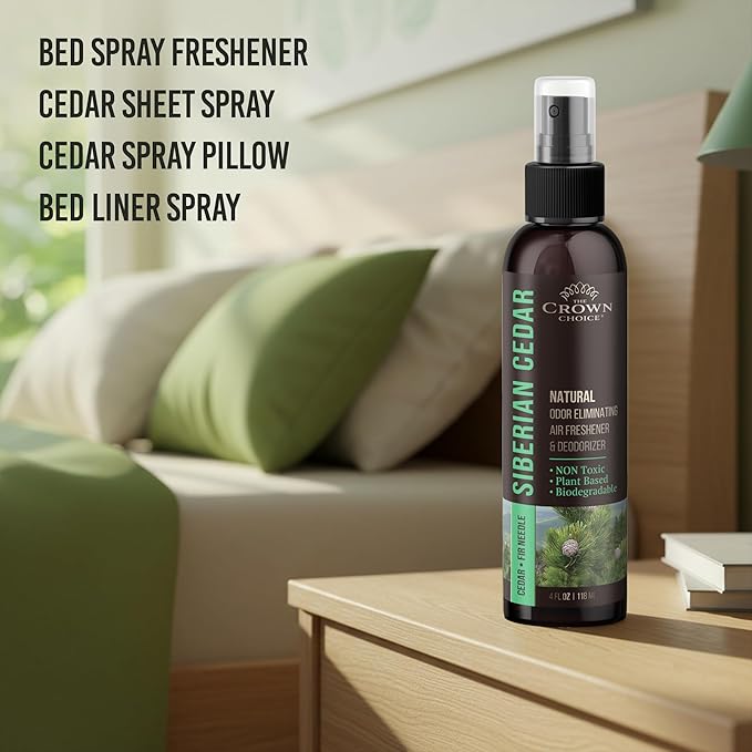 Non-Toxic Odor Eliminator,Natural Cedar Air Freshener Spray for Clothes Storage & Moth Repellent, Closet & Couch Deodorizer,Long Lasting Bathroom & Toilet Freshener,Safe for Kids & Pets,2PK, 4 Oz each