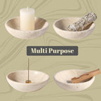Koville Natural Marble Incense Holder, Incense Holder for Sticks with 9 Holes, Handmade Incense Burner Ash Catcher for Meditation Yoga SPA, Balsam Fir/Palo Santo/Sage/Cone (Travertine)