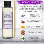 Urban Naturals Lavender & Sandalwood Scented Oil Reed Diffuser Refill | Includes a Free Set of Reed Sticks! 4 oz.