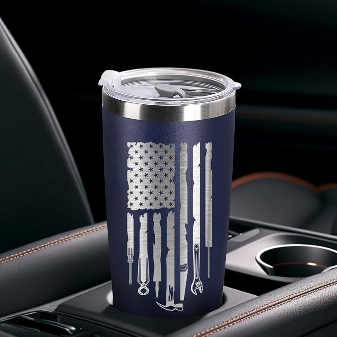 Father's Day Gift for Dad, Grandpa, Husband & Mechanics – 20oz Navy Blue Tumbler | I Fix Stuff & I Know Things - Funny Christmas Birthday Gift for Men | Dad Gifts