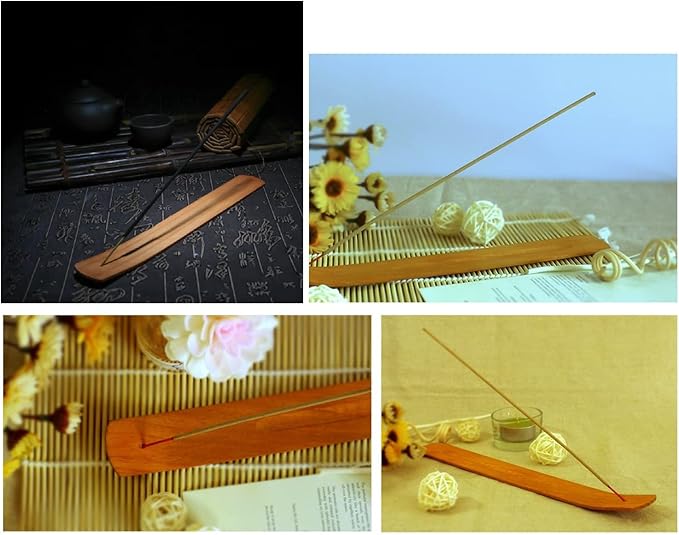 TRENDBOX 100pcs Handmade Plain Wood Wooden Incense Stick Holder Burner Ash Catcher Natural Design Buddhist