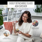 4 in 1 Wood Incense Burner with Glass Ash Catcher, Incense Holder for Sticks, Palo Santo, Sage and Cones - Wood Ash Catcher Tray for Meditation Yoga Room Home Decor