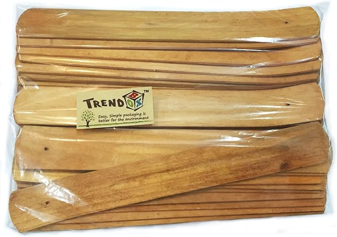 TRENDBOX 50pcs Handmade Plain Wood Wooden Incense Stick Holder Burner Ash Catcher Natural Design Buddhist