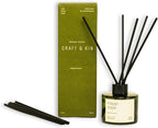 Craft & Kin Mayan Copal Reed Diffuser | All Natural Essential Oil & Rattan Scent Sticks | Fall Reed Diffusers for Home, Bathroom | Long Lasting Home Fragrance in Green Glass, 3.4oz