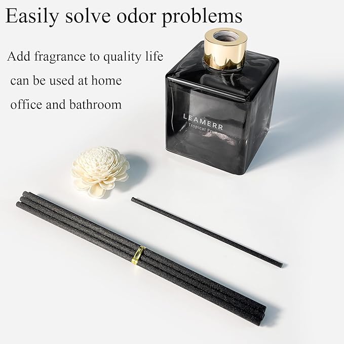 Reed Diffuser Set, 6.1 oz (180 ml) Tropical Fruit Scented Diffuser with Sticks Long-Lasting Home Fragrance Reed Diffuser for Home Room Office Bathroom Shelf Decor