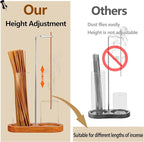 2 in 1 Incense Holder for Sticks(Height Adjustable), Anti-Ash Flying Insence-Sticks Burner with Glass Incense Holder Organizer for Meditation Yoga Spa Home Decor Sage (Silver Metal Rod)