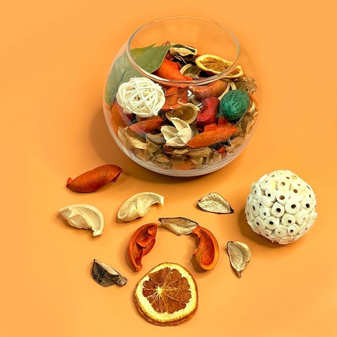 Qingbei Rina Fall Potpourri Bags,Citrus Orange Scented Potpourri Bowl Filler,Thanksgiving Decorative Dried Flower,Home Fragrance Farmhouse Harvest Vase Decor,10oz