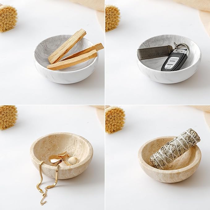 WORHE Travertine Incense Holder, Natural Marble Incense Holder for Sticks with 9 Incense Holes, Handmade Incense Stick Burner Reflux Burner Ideal for Meditation Yoga Spa Room Decor Beige (WH085)